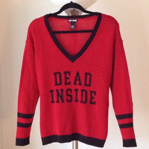 🍃🌹 Dead Inside - by Hot Topic Pullover Sweater - Picture 3 of 8